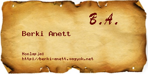 Berki Anett névjegykártya
