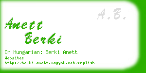 anett berki business card